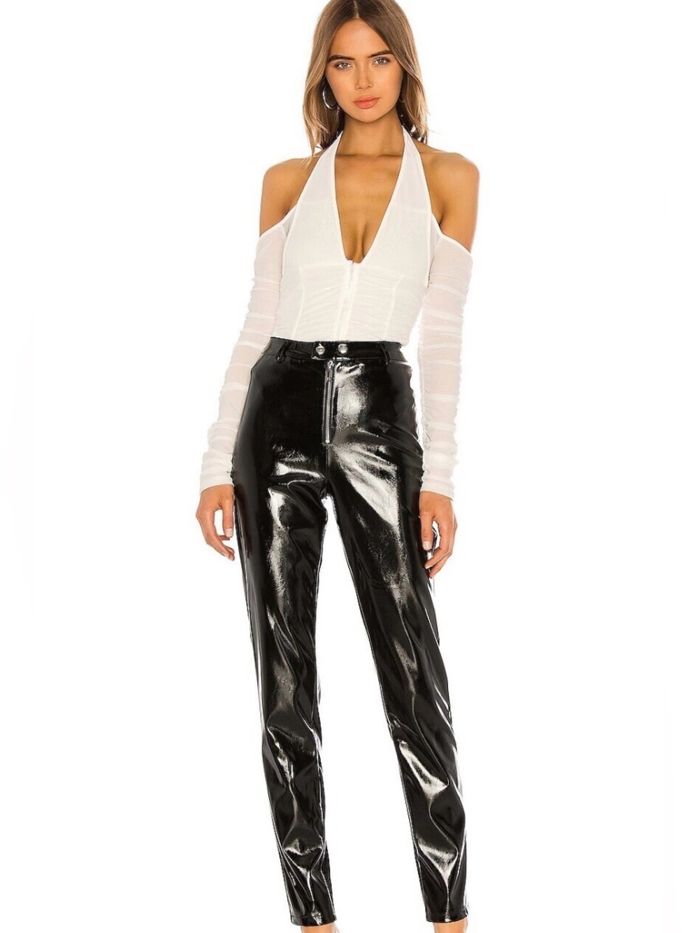 I.AM.GIA Nikole Patent Faux Leather Pants Black High Rise Moto Medium
